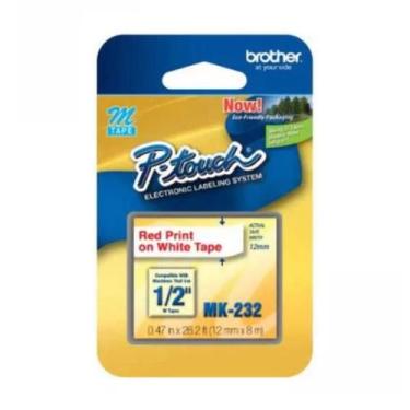 Imagem de Fita para rotulador brother mk-232 12mm vermelho/branco