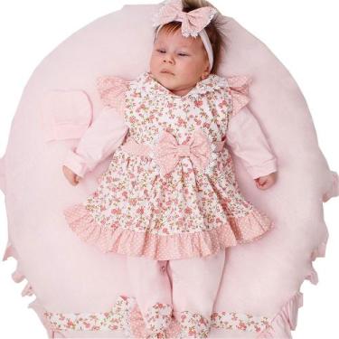 Imagem de Saída de Maternidade Menina Aconchego Isis Floral Rosa 05 Peças P - Am