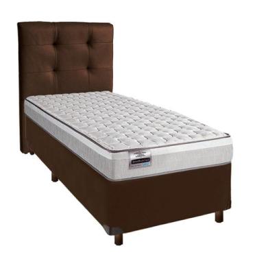 Imagem de Cama + Box Marrom e Colchão Molas Ensacadas Solteiro - Hanover Inducol