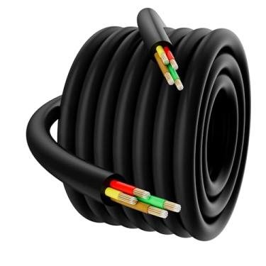 Imagem de HiFind Cabo de reboque 14 AWG 4 condutores 35 pés, 4 vias codificado por cores CCA elétrico de extensão de baixa tensão chicote de fiação de reboque, PVC fácil de descascar para RV luz LED marítima