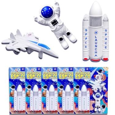 Imagem de Kit 5 Brinquedos Espacial Foguete Astronauta Jato Lembrança p/ Sacola 