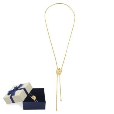 Imagem de Colar de chapéu de vaqueira ocidental para mulheres, colar de caubói com laço bolo, corrente longa ajustável, acessórios ocidentais, colar de joias country para presente, 31 inches, Latão, Sem Pedra