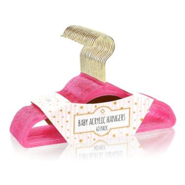 Imagem de CONCEPTS Pacote com 40 cabides infantis de acrílico antiderrapante com glitter, organizador de armário para bebês recém-nascidos, pequenos cabides para roupas de bebê, calças, camisas, economia de