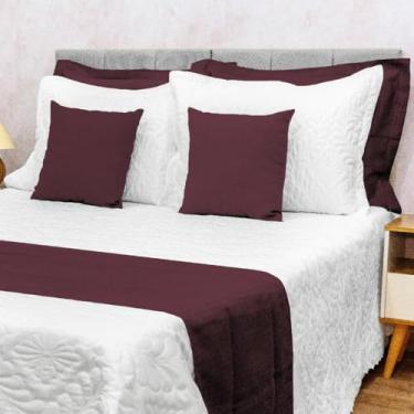 Imagem de Kit Decoração Peseira 3 Pçs Solteiro Piquet Luxo Cama Posta (VINHO)
