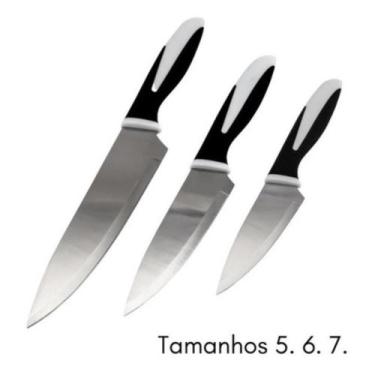 Imagem de Jogo de Facas 3 Peças Bicolor Cozinha Carne Churrasco - Univendas, Sor