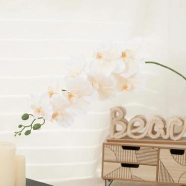 Imagem de Ramos de flores artificiais, hastes de orquídeas borboletas artificiais, arranjo de casamento, casa, jardim, festa, decoração ao ar livre (3 peças/branco-sujo)