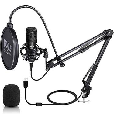 Imagem de Pyle Kit de microfone USB Boom – Microfone condensador cardioide de áudio com suporte de braço e filtro pop – para jogos PS4, streaming, kit de podcast, estúdio, YouTube, funciona com Windows Mac PC