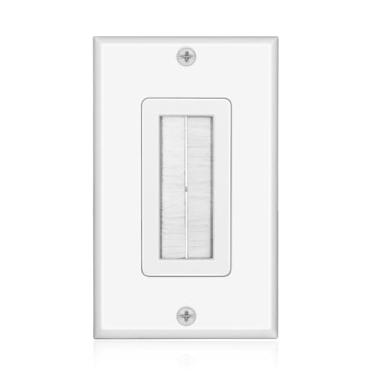 Imagem de Placa de parede para pincel TNP – Cabo de entrada para escova de acesso, unidade/dual, triplo, alça de estilo, abertura de porta, tomada de fiação, plugue decorativo, painel de montagem de tomada, 1 Gang (1 Pack), White