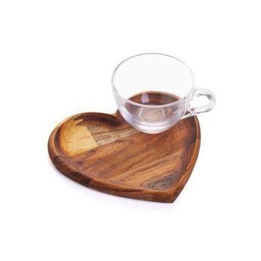 Imagem de XICARA C/PIRES GRANDE MADEIRA TECA CORACAO 190ml - Rojemac