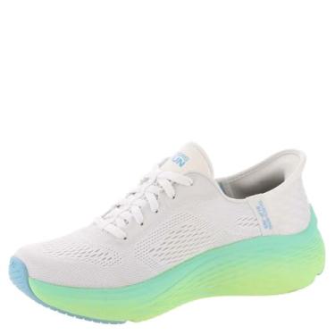 Imagem de Skechers Tênis feminino Max Cushion Elite 2.0 Solace Hands Free Slip-ins, Branco/Azul/Limão, 41