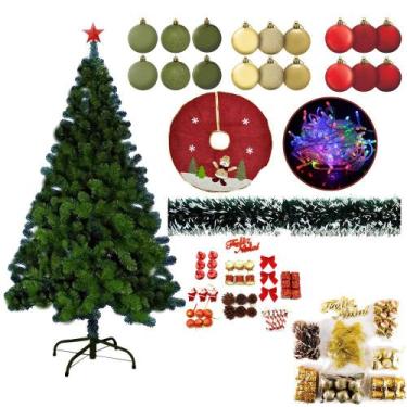 Imagem de Árvore De Natal 1,80 Verde 540 Galhos Decorada Com 137 Enfeite Pisca L
