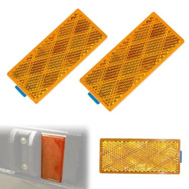 Imagem de PSLER 2 refletores retangulares – refletores de alta refletividade aderentes, refletores de plástico autoadesivos para veículos, motocicletas, trailers, caminhões, trailers, barcos e muito mais