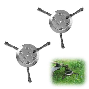 Imagem de 2pçs Novo Cabeçote Cortador Grama Fio Aço, 3 Tamanhos Universal Substituição Cabeçote Cortador Linha 15cm Peça Cortadora Escova Arame Instalação Sem Ferramentas (6 Lâminas)