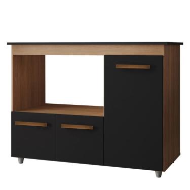 Imagem de Balcão Para Cooktop 5 Bocas 3 Portas 114 Cm Ana Savana Preto Mobbs Savana Preto