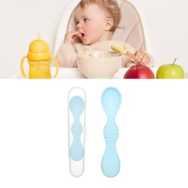 Imagem de Generic Colher de bebê, Colher de Treinamento Mastigável para Aprendizagem na Hora das Refeições para Almoço para Crianças (Azul)