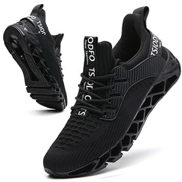 Imagem de SKDOIUL Tênis masculino esportivo de corrida malha respirável trilha Runners fashion, A069 totalmente preto, 8