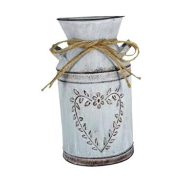 Imagem de KiBcsLic Jarro rústico decorativo de metal para flores artificiais, vaso de fazenda para sala de estar, quarto, jardim, decoração de casamento, Style B