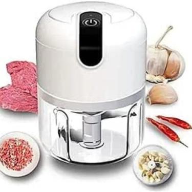 Imagem de Mini Processador de Alimentos Elétrico USB 250ml Portátil – Tritura, Pica e Mistura – Cor Branco