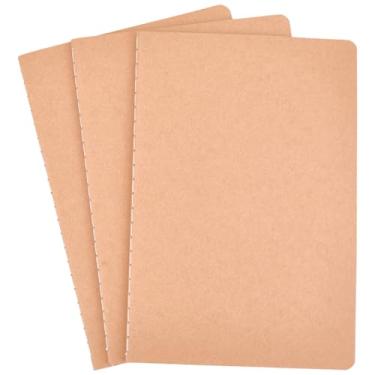 Imagem de CRASPIRE Cadernos de viagem forrados, 3 peças, refil de cadernos A5, 76 páginas, 20 x 14 cm, cadernos costurados à mão, composição de trabalho para escola, escritório, diário, desenho, planejador de