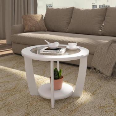 Imagem de Mesa De Centro Redonda 60cm Com Vidro Multimóveis Cr45306 Branco - OUT