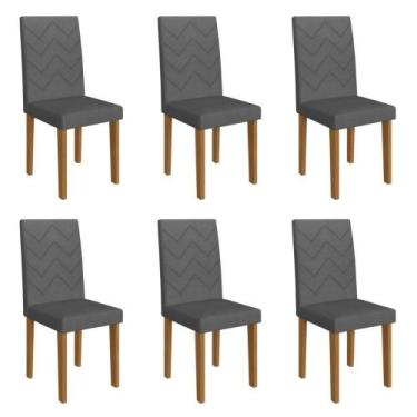 Imagem de Kit 6 Cadeiras De Jantar Estofadas 43,5cm Multimóveis CR50218 Grafite 