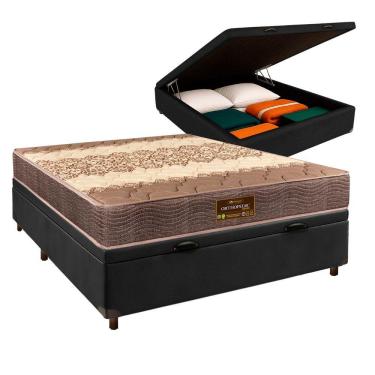Imagem de Cama + Bau Preto E Colchão D26 Casal - Ortophedic Sankonfort