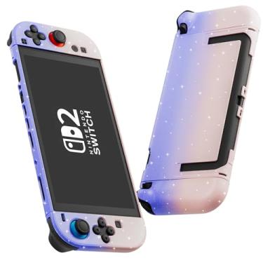 Imagem de FUNDIARY Glitter Protective Case for Nintendo Switch 2 with Pink Purple Gradient Desgin, Shock-Absorbing and Scratch-Resistant Dockable Cover Case Accessories for Switch 2 Console & Joycons Controller