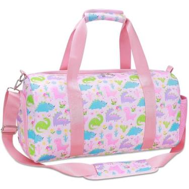 Imagem de Bolsa de viagem de ginástica para meninas – Bolsa esportiva de ginástica com compartimento para sapatos e bolso molhado, bolsa de viagem de unicórnio para crianças, adolescentes, festa do pijama