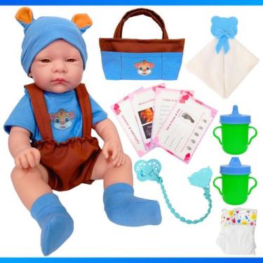 Imagem de Bebê Reborn Boneco Realista Menino Original de Vinil Com Bolsa Materni