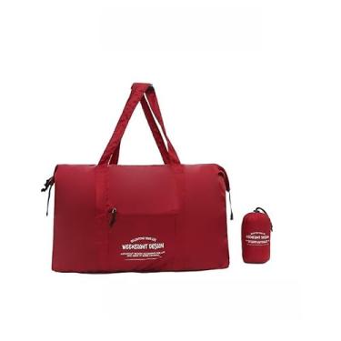 Imagem de Bolsa de viagem dobrável portátil, bolsa de bagagem leve de grande capacidade, bolsa resistente à água para atividades ao ar livre e viagens, Vermelho, Sacos de viagem