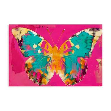 Imagem de Stupell Industries Arte de parede de borboleta de joia sobre tela rosa, design por LSR Design Studio, 40,6 x 61,8 cm