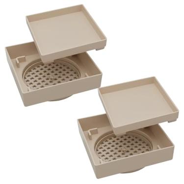Imagem de Kit 2 Ralo Oculto 10x10 ABS Premium Não Empena, Não Amarela, Ralo Invisível Inteligente para Porcelanato, Grelha Anti-Inseto - (Bege)