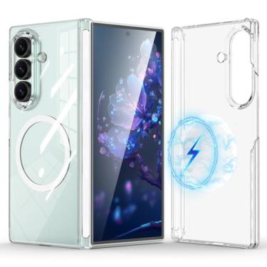 Imagem de SQMCase Capa projetada para Samsung Galaxy Z Fold 7 com protetor magnético de dobradiça, compatível apenas com Magsafe, capa protetora transparente para celular Fold 7 (transparente)