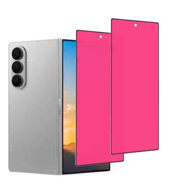 Imagem de FYDIKHN 2 peças de vidro temperado de privacidade para Samsung Galaxy Z Fold 7 6,5 polegadas, antiazul, antiespião, protetor de tela espelhado gradiente colorido