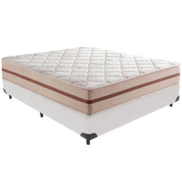 Imagem de Cama Box Branco E Colchão Classic 22 Cm Molas Ensacadas Casal Anjos