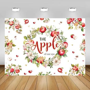 Imagem de AIBIIN 2,1 x 1,5 m outono outono maçã chá de bebê pano de fundo para meninas maçã dos nossos olhos coroa de fundo fotografia princesa chá de bebê adereços para fotos
