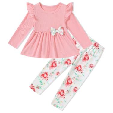 Imagem de Roupa infantil SANMIO Solid Ruffle Shirt, calças florais