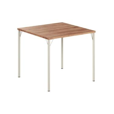 Imagem de Mesa De Sala Jantar 1545 Aço C/tampo Madeirado 87x87cm Freijo C/ Prata - Carraro