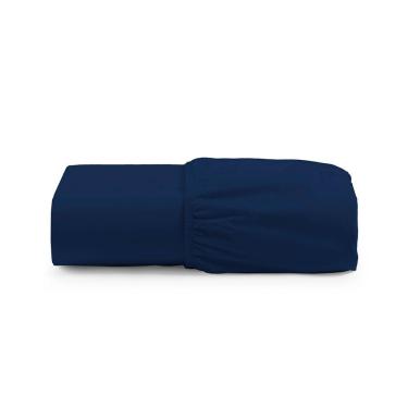 Imagem de Lençol De Baixo Casal Padrão Avulso Com Elástico Primor Percal 400 Fios - Azul Marinho