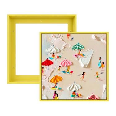 Imagem de FOLKOR Moldura de tela para pinturas a óleo de impressões de arte de 30,5 x 30,5 cm, pacote com 2 molduras flutuantes completas de 2,3 cm de profundidade para paisagem, sala de estar, lareira