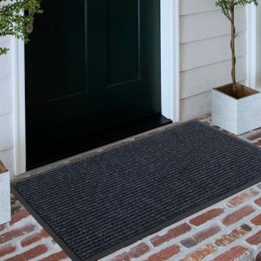 Imagem de Neiza Tapete de porta da frente 152 x 91 cm para ambientes internos e externos com revestimento de borracha para todos os climas, fácil de limpar, lavável, capachos de entrada comerciais, para casa
