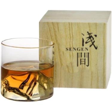 Imagem de Japão 3d Montanha Whisky Vidro Geleira Antiquado Whisky Rock Copos Whiskey-vidro Caixa De Presente De Madeira Vodka Cup