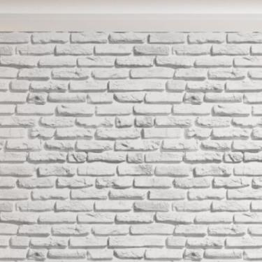 Imagem de Papel Adesivo Parede Contact Tijolinho Branco 3D 5 metros = 1 Rolo de 5m X 45cm Sala/Quarto