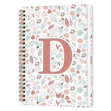 Imagem de nvucamd Caderno espiral com letra D personalizado, monograma personalizado, caderno de diário com letra D para mulheres e meninas, monograma estético, materiais de escritório, 14 x 21 cm
