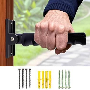 Imagem de Ristpal Barra de apoio dobrável para porta – Alça de apoio auxiliar de 22,8 cm, capacidade de peso de 136 kg, corrimão de assistência de escada, design antiderrapante para pessoas com deficiência