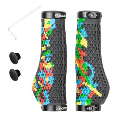 Imagem de Punhos de guidão de bicicleta, design ergonômico, alças de bicicleta alargadas, de borracha, com trava de alumínio, para bicicleta dobrável e scooter (cor)