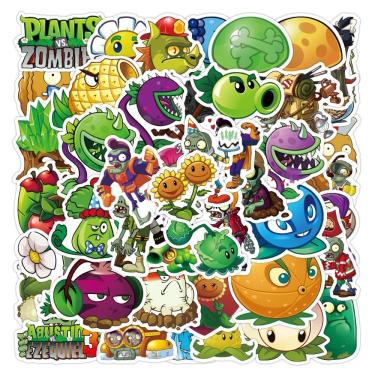 Imagem de Adesivos Plants Zombies, vinil impermeável, anime, 50 unidades