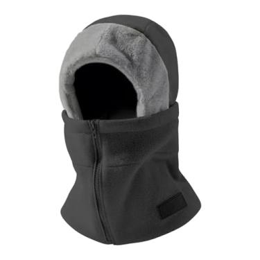 Imagem de KiBcsLic Balaclava para esqui, protetor de pescoço, capuz respirável, máscara facial térmica de lã para esportes ao ar livre, motociclismo e ciclismo, Cinza