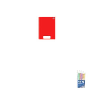 Imagem de Kit Caderno Brochura Capa Dura PEPPER Vermelho 80 Folhas + Caneta Trigel Branca 0.8mm + Marca Texto Lumini Pastel