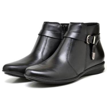 Imagem de Bota Feminina Couro Flat Rasteira Cano Curto Coturno Conforto Dia a Dia K0614-Feminino